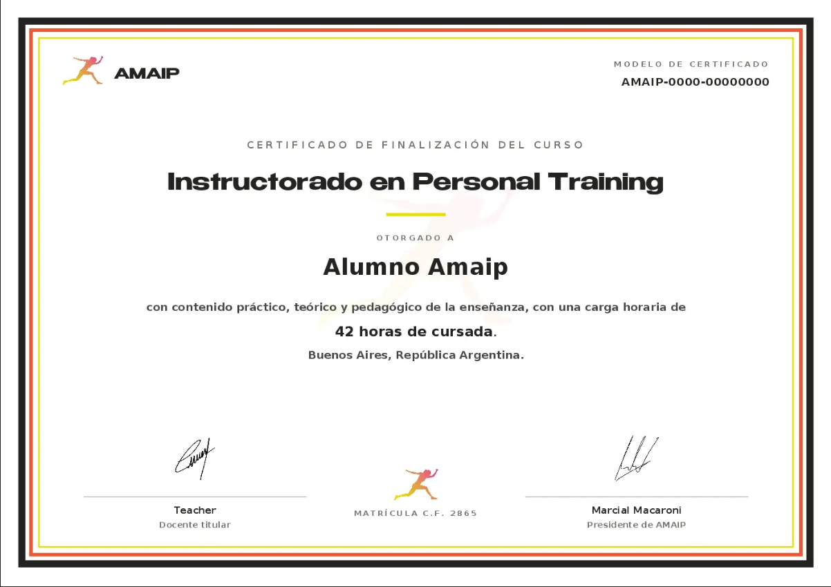 Modelo de certificado oficial AMAIP