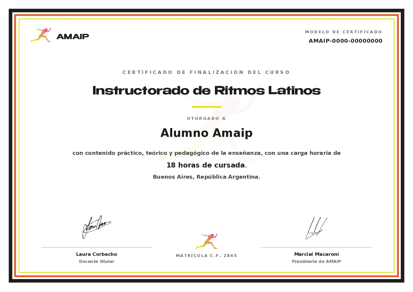 Modelo de certificado oficial AMAIP